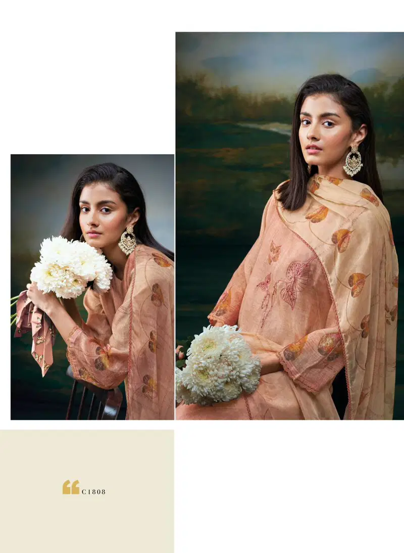 Harlett By Ganga Heavy Pure Linen Printed Dress Material Wholesalers In Delhi